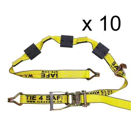 TIE 4 SAFE 2" x 10' Auto Transport Tie Down w/ J Hooks
WLL: 3,333 lbs, PK10 RT51-510-W5-10